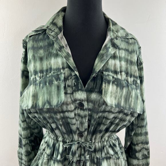 & Other Stories Green Stockholm Atelier Drawstring Button Front Blouse Jacket 4 - Picture 3 of 8